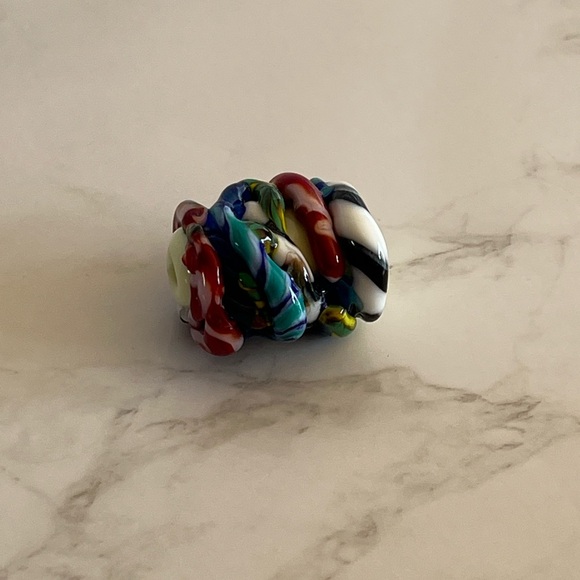 Inspiration Bead, Intention Bead, Handmade Melted Glass Prayer Bead Multicolored - Picture 6 of 8